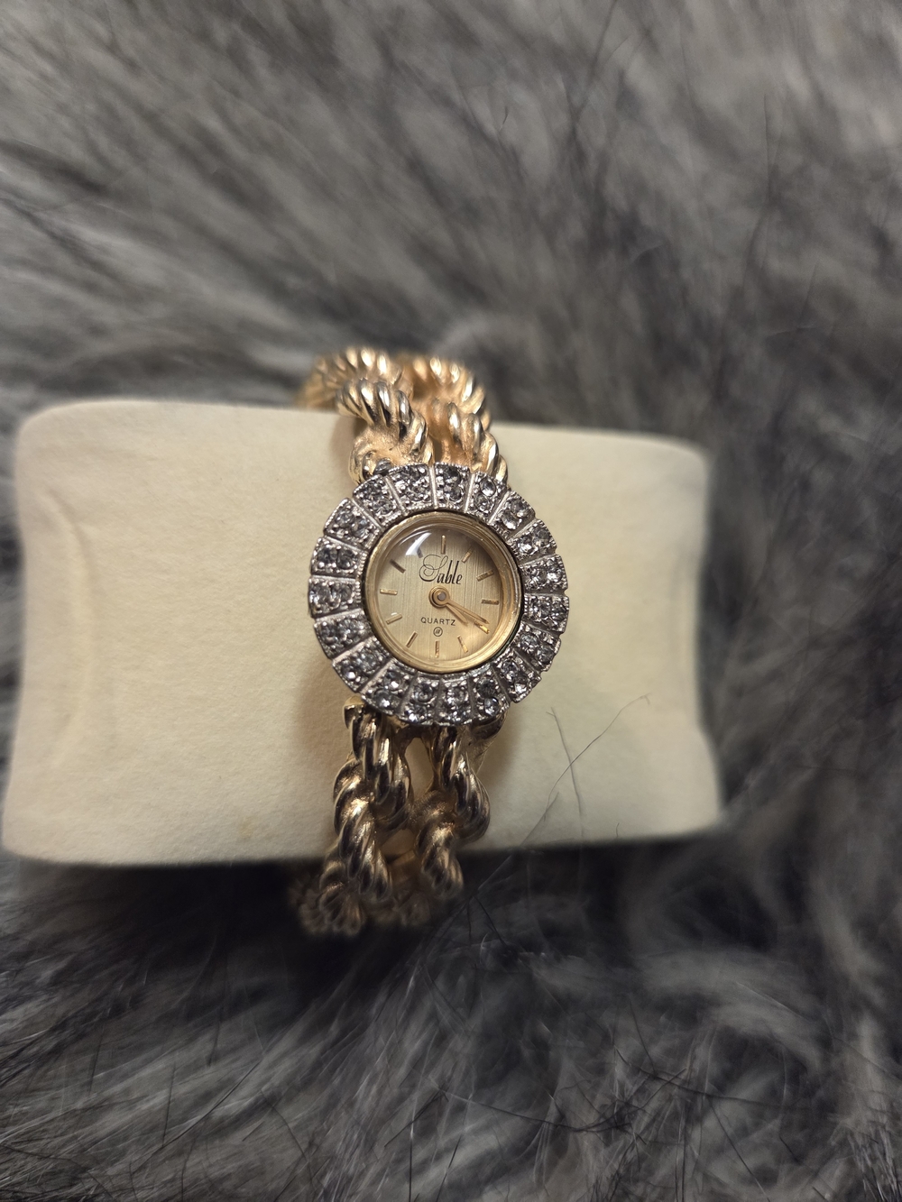 Sable Gold-Tone Rope Bracelet Watch with Crystal Bezel